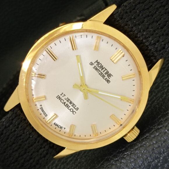 Vintage 1991 Montine Of Switzerland Manual Mens Gold Watch W/Nato Strap - Picture 1 of 9